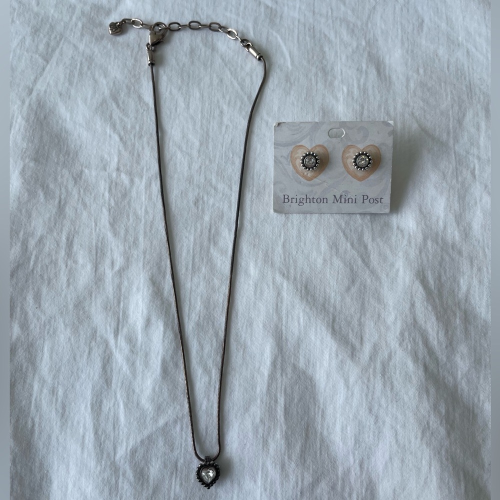 Brighton silver plated crystal necklace and earrings set